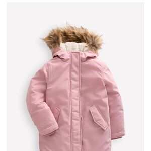 Boden girls 5 6 Parka pink  Kids Winter Coat with Faux Fur Hood